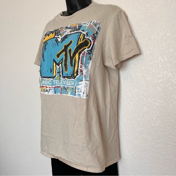 MTV Logo Vintage Beige T Shirt - Picture 5 of 9